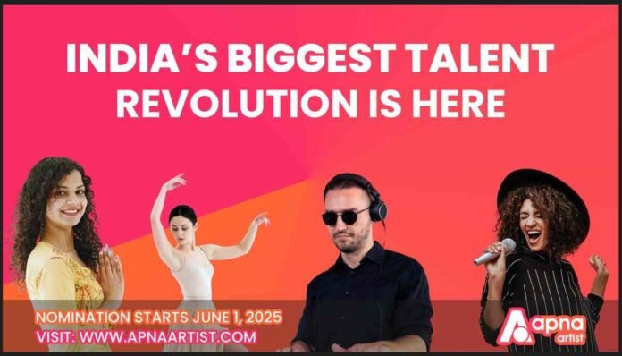 apnaartist, India talent hunt, nationwide artist search, top 10 artists, talent revolution, Indian artists platform, local talent India, artist booking app, creative youth India, Raju Sharma, Kalakarpatni Studios, digital votes artists, artist recognition, live performance booking, music artists India, dance artists India, filmmaker platform, writer platform, beatboxer India, influencer platform, photographer platform, artist mentorship, direct artist booking, transparent artist deals, support local artists, discover new talent, Indian art scene, cultural movement India, artist spotlight, gully talent, hometown stars, earn from art.