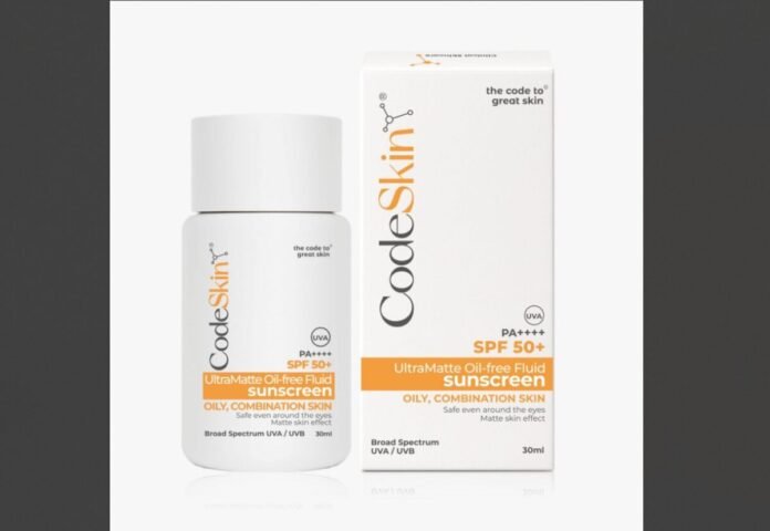 CodeSkin UltraMatte Sunscreen, CodeSkin SPF 50, oil-free fluid sunscreen, CodeSkin oily skin, matte finish sunscreen