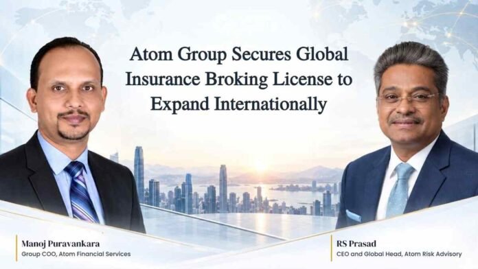Atom Risk Advisory leadership team announcing international expansion and global insurance broking license